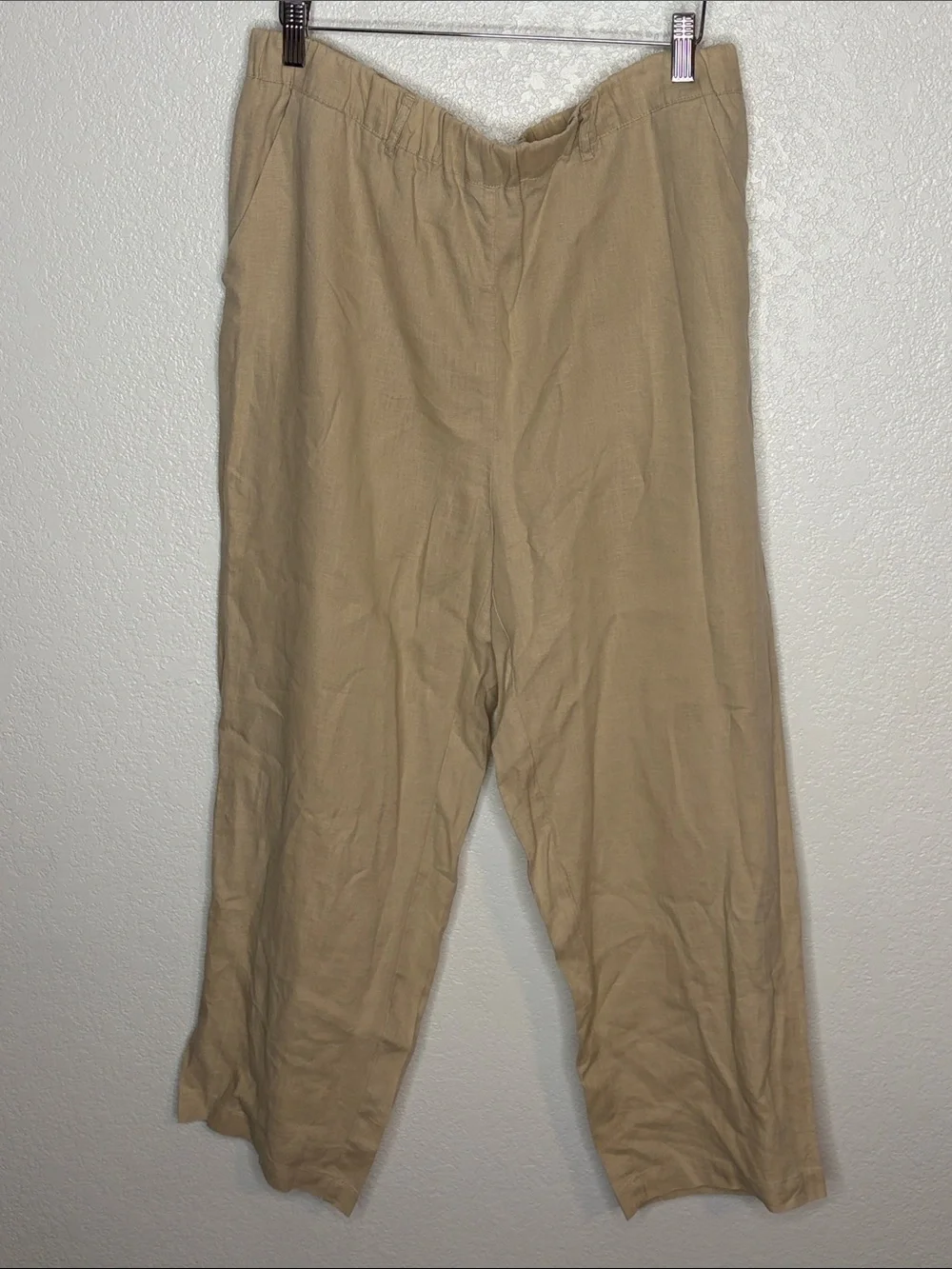 Quince Driftwood Tan 100% European Linen Pull On Pants Size Large Minimalist